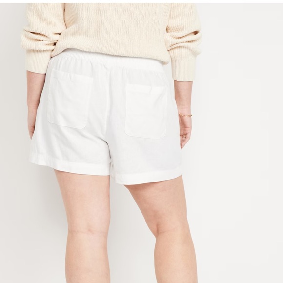 NWT OLD NAVY Matching High-Waisted Striped Linen-Blend 3.5-inch inWhite Lilies - Picture 6 of 9